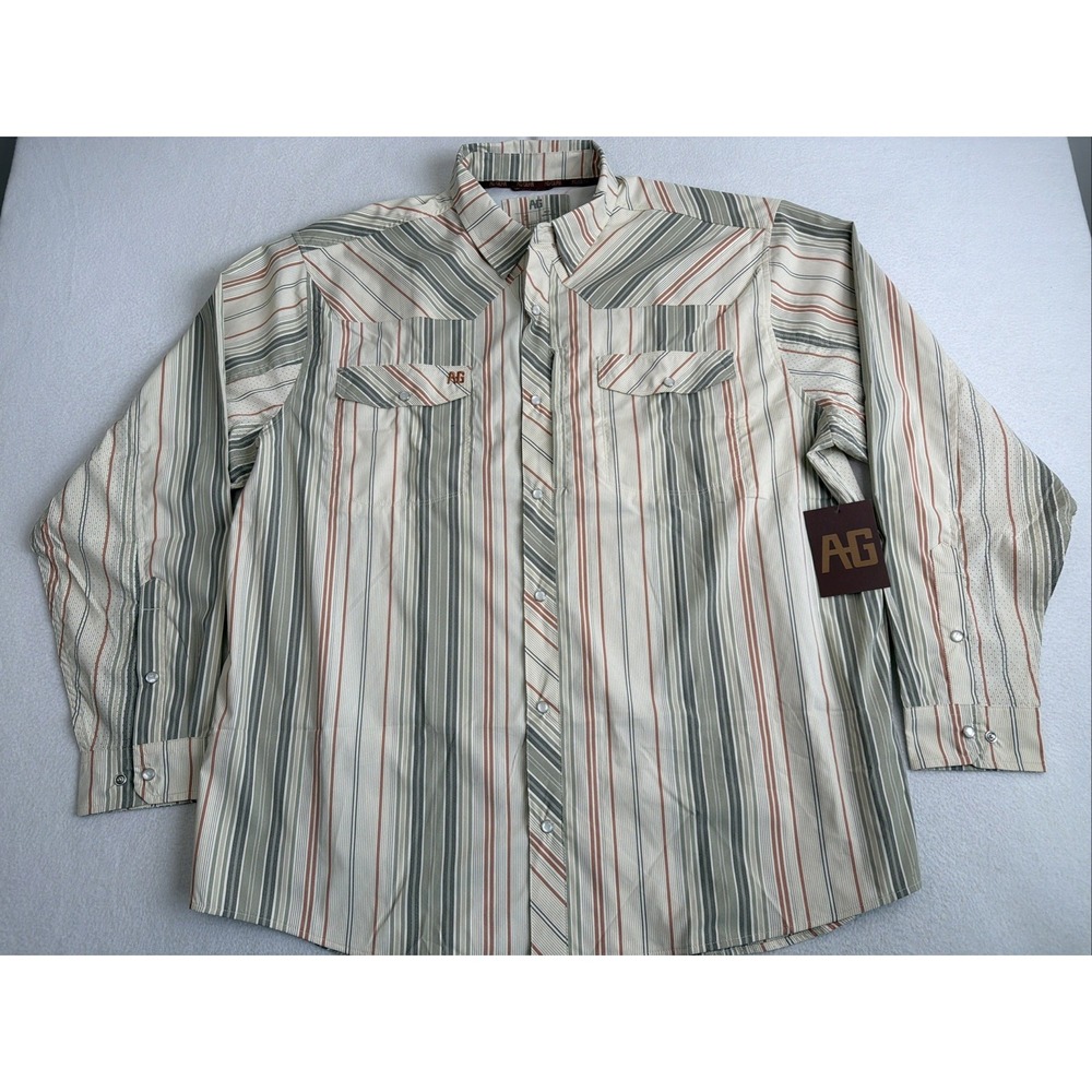 AG Gear Stockyard Long Sleeve Pearl Snap Shirt Mens XXL Brick Ombre A1500046-640